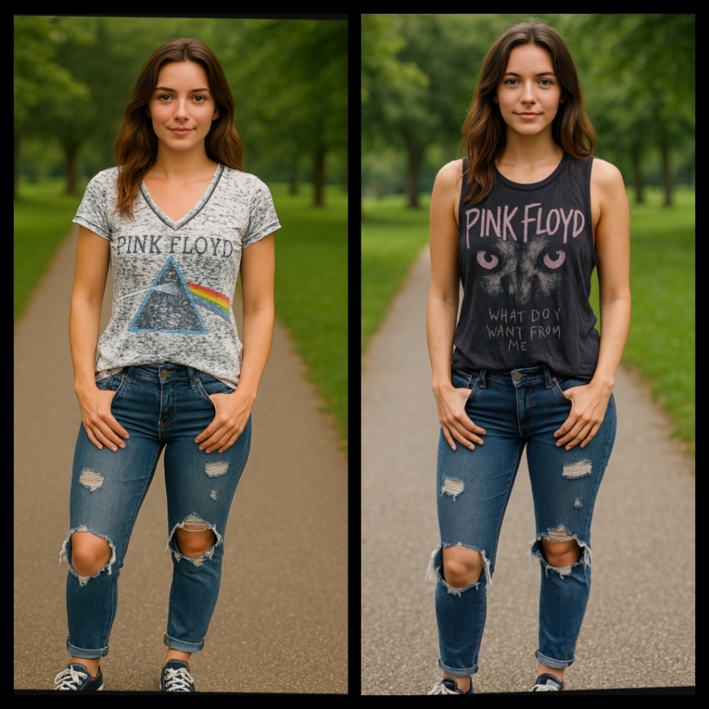 Lot (2)  Bundle PInk Floyd Dark Side of the Moon T-Shirt & Tank Tee Shirt Small●
